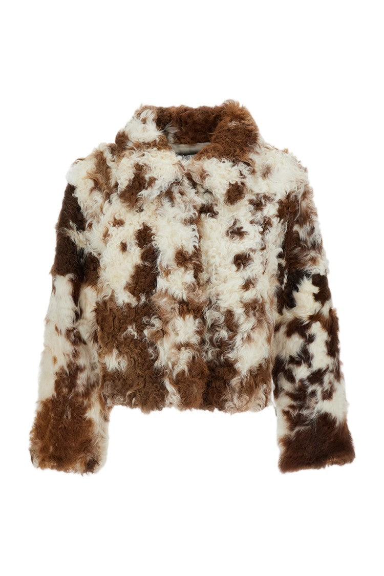 Martha Louis Natural Curly Sheep Shearling Jacket With Concealed Fastening