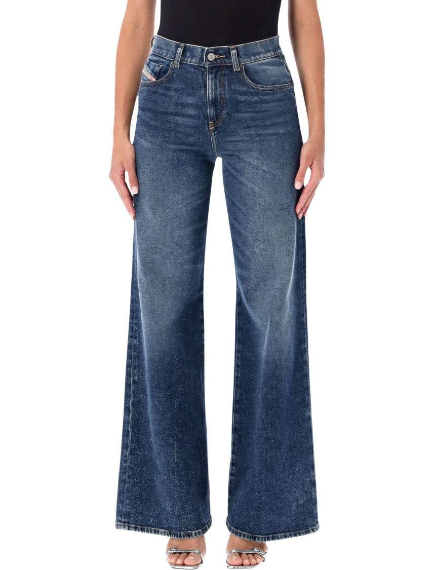 Diesel Wide-Leg Denim Jeans With Vintage Wash Effect