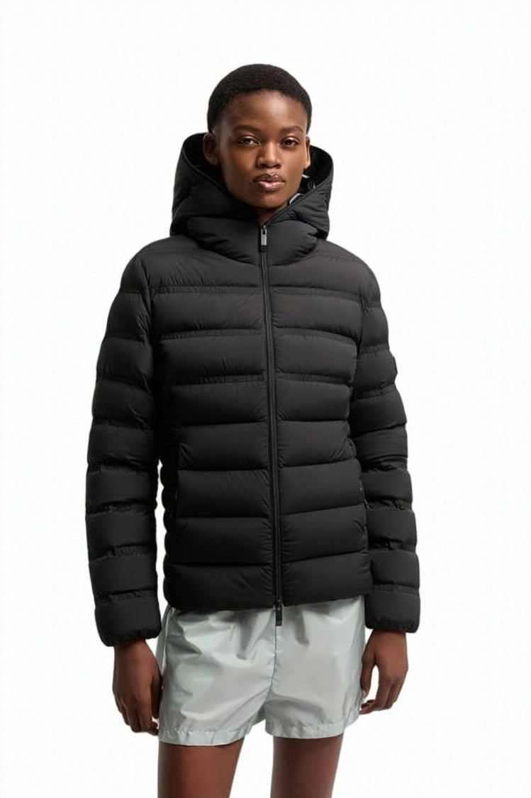 Moncler Quilted Lightweight Padded Jacket With Textured Knit Detail