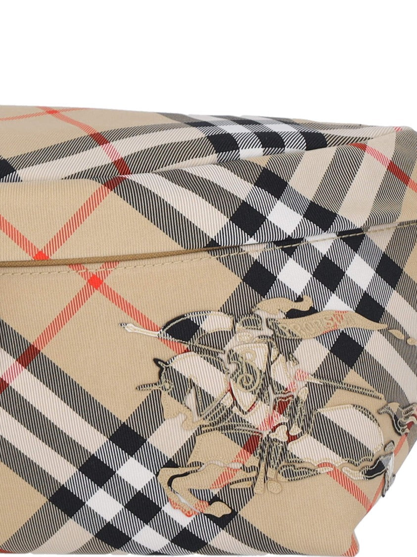 Burberry Check Pattern Belt Bag With Adjustable Strap And Logo Charm