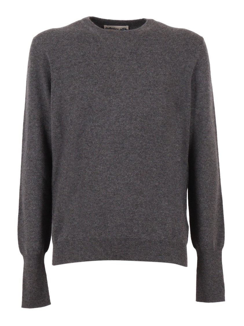 Ballantyne Round Neck Cashmere Pullover With Ribbed Details