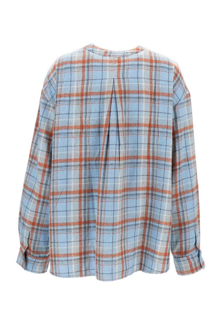 Epl Flared Oversized Shirt With Stand-Up Collar And Pleat Detail