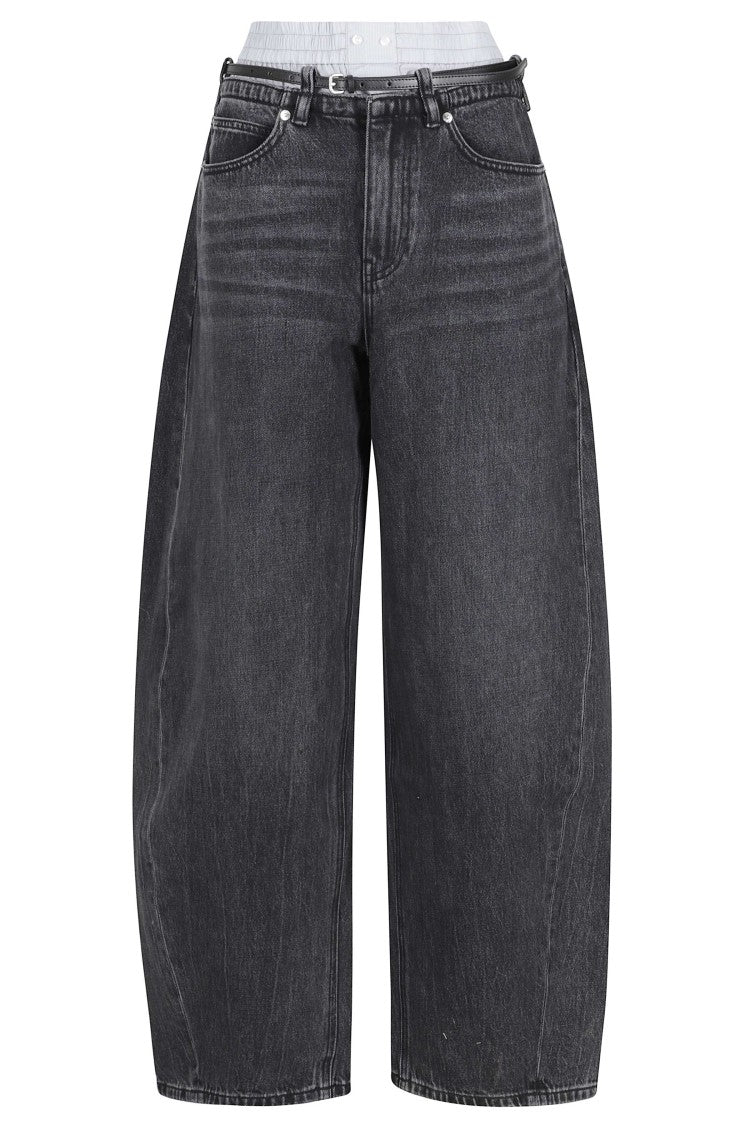 Alexander Wang Gray Prestyle Blow Up Double-Pants Effect Cotton Jeans