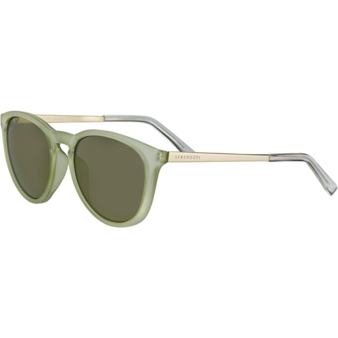 Serengeti Brawley Rounded Frame Translucent Green Sunglasses With Gold-Tone Accents