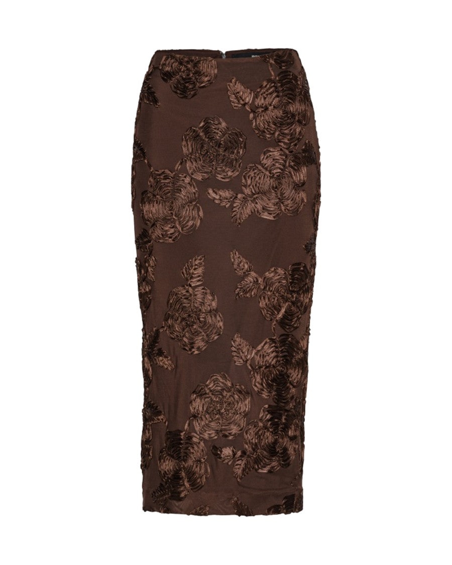 Rotate Brown Floral Pencil Skirt