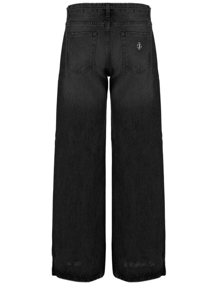 The Garment Black Wide-Leg Drawstring Cotton Denim Jeans