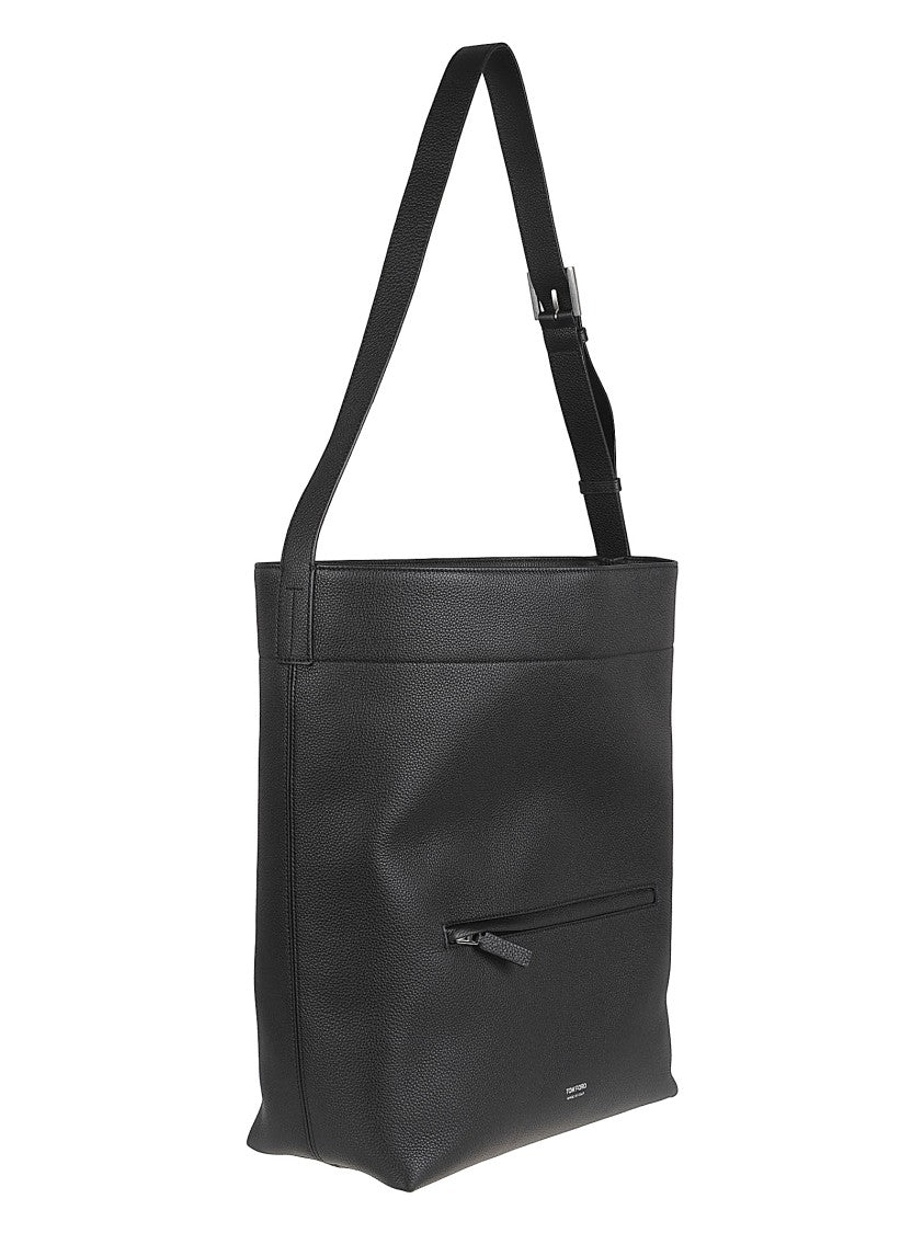 Tom Ford Structured Black Shopping Bag With Adjustable Shoulder Strap