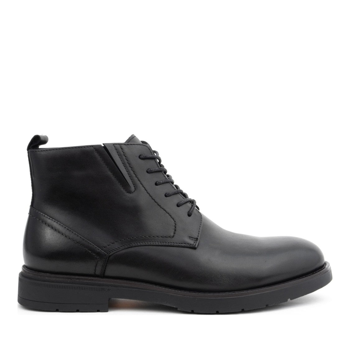 La Conte Paris Black Smooth Leather Lace-Up Boots
