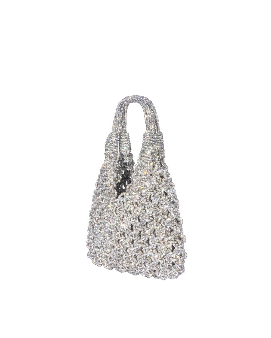 Hibourama Silver Vannifique Small Handwoven Crystal Handbag