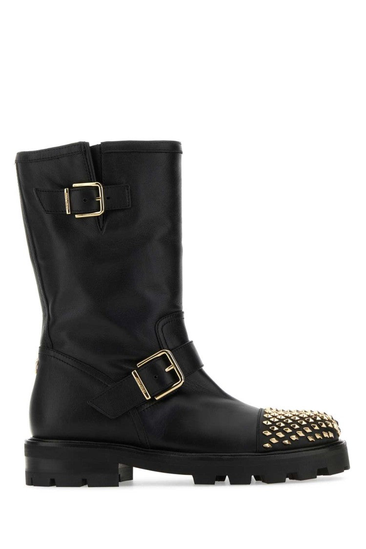 Jimmy Choo Black Leather Biker Ii Boots