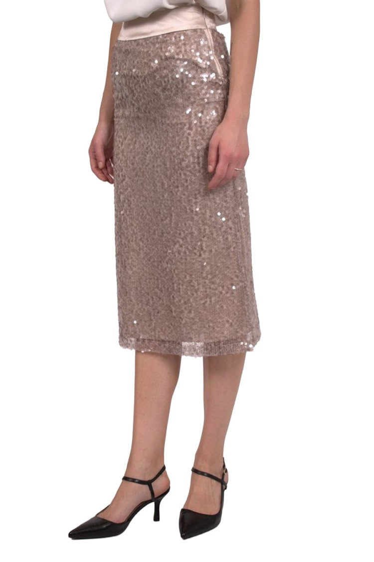 Peserico Beige Crepe Midi Skirt