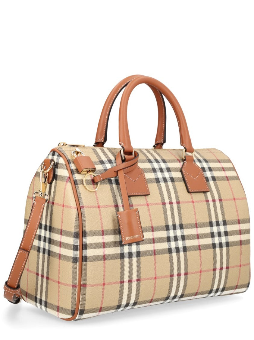 Burberry Check Pattern Medium Bowling Tote Bag