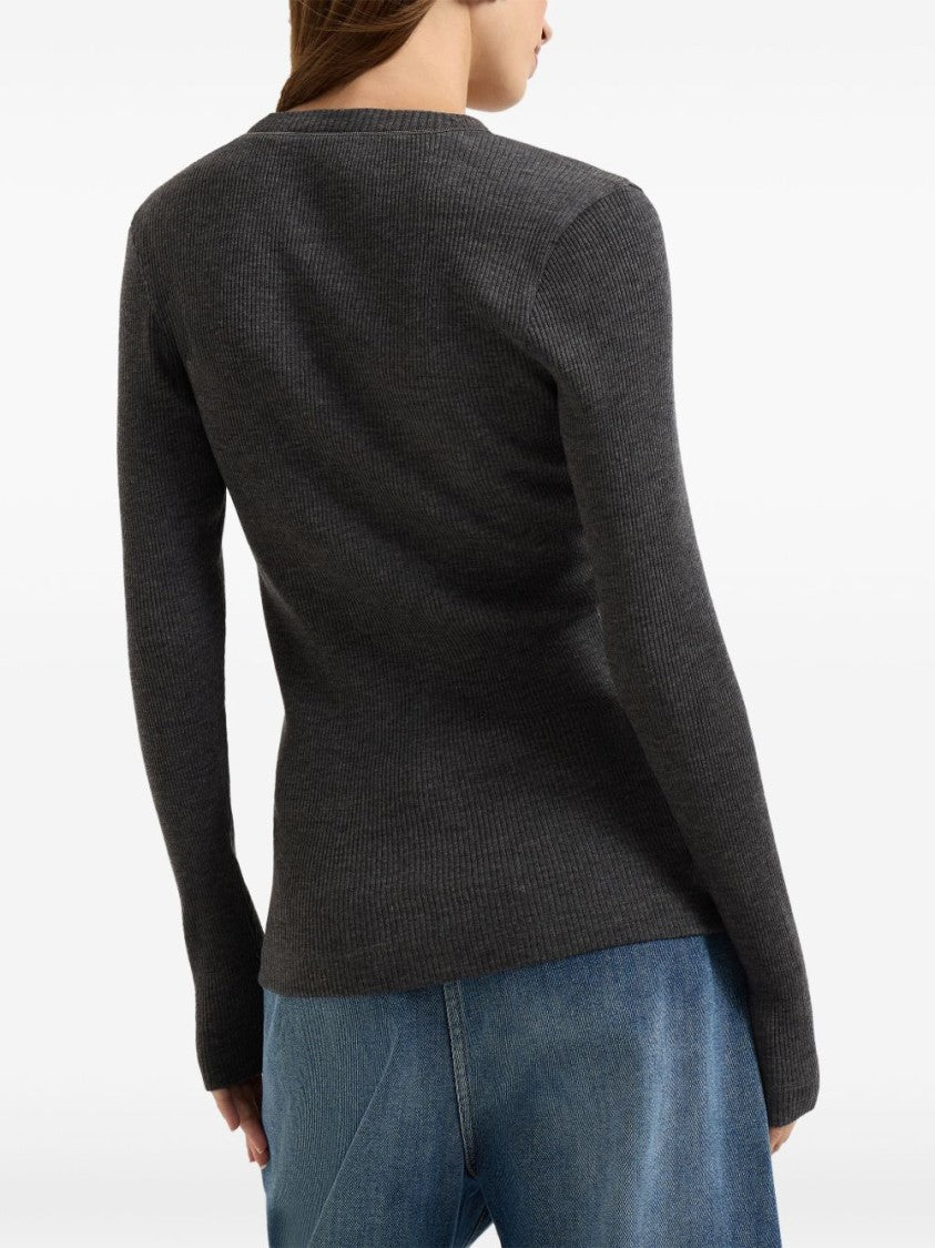 Brunello Cucinelli Fitted Long-Sleeve Sweater With Deep V-Neckline