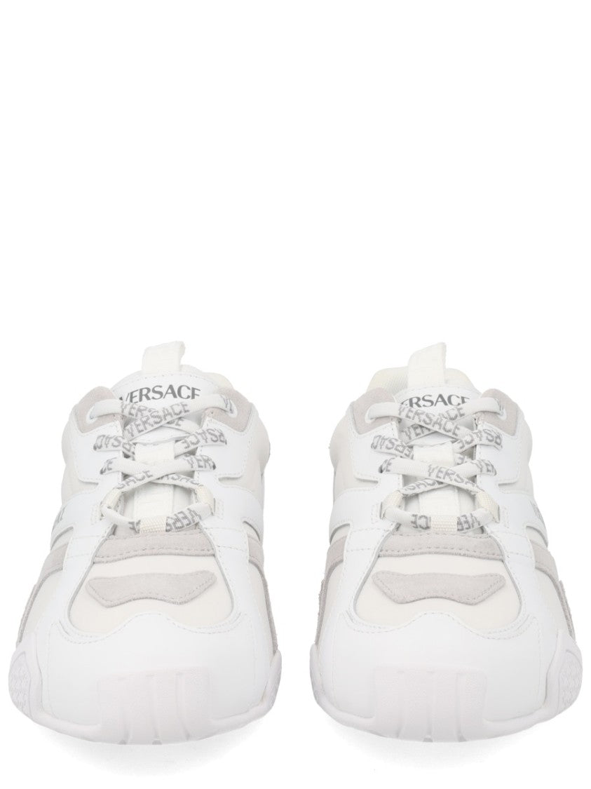 Versace White Galaxia Layered Calf Leather Sneakers