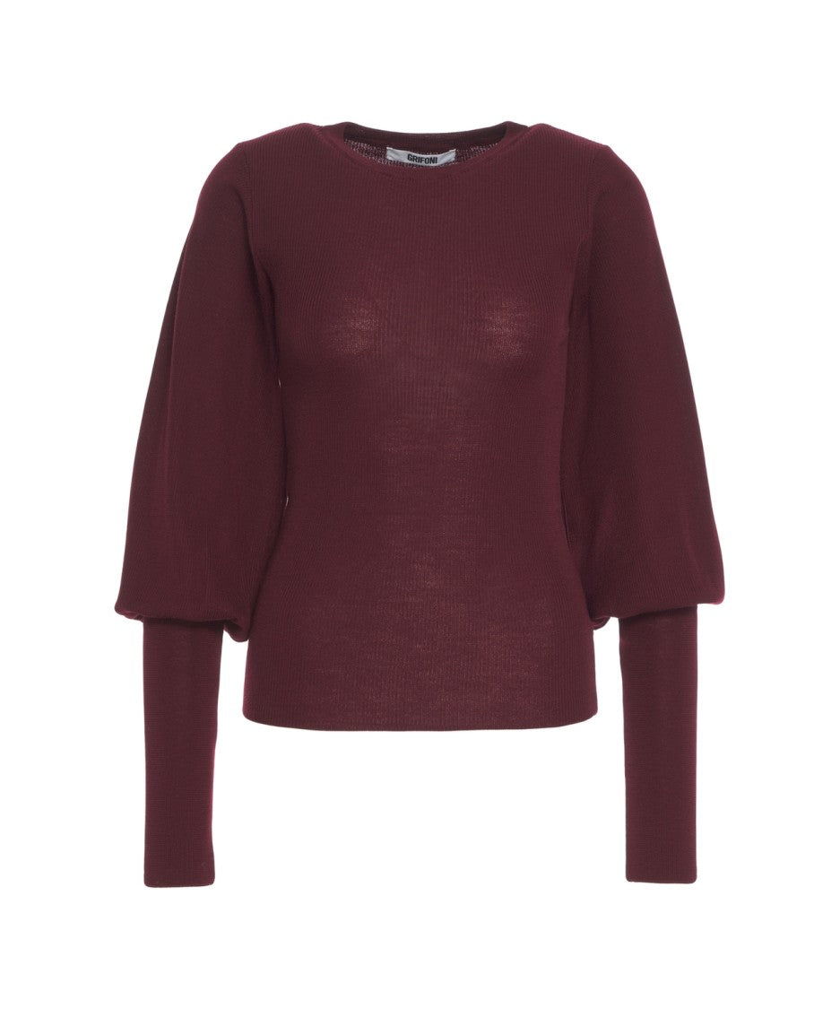 Grifoni Tailored Fitted Sweater With Voluminous Puff Sleeves
