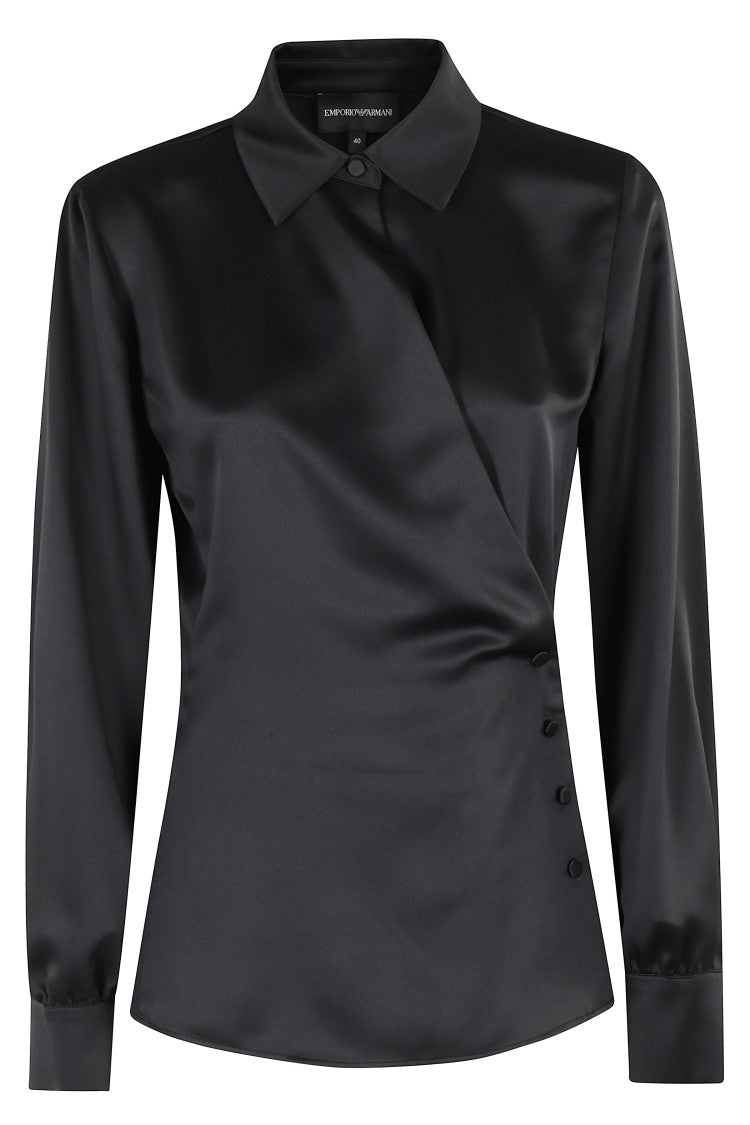 Emporio Armani Asymmetrical Satin Shirt With Classic Collar