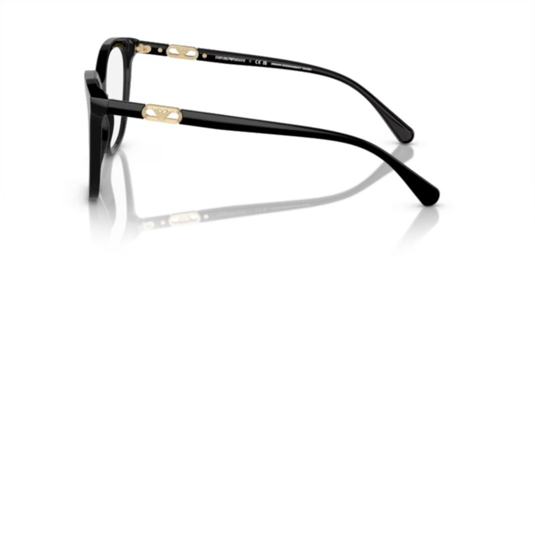 Emporio Armani 3231 Vista Cat-Eye Black Acetate Sunglasses With Gold Accents