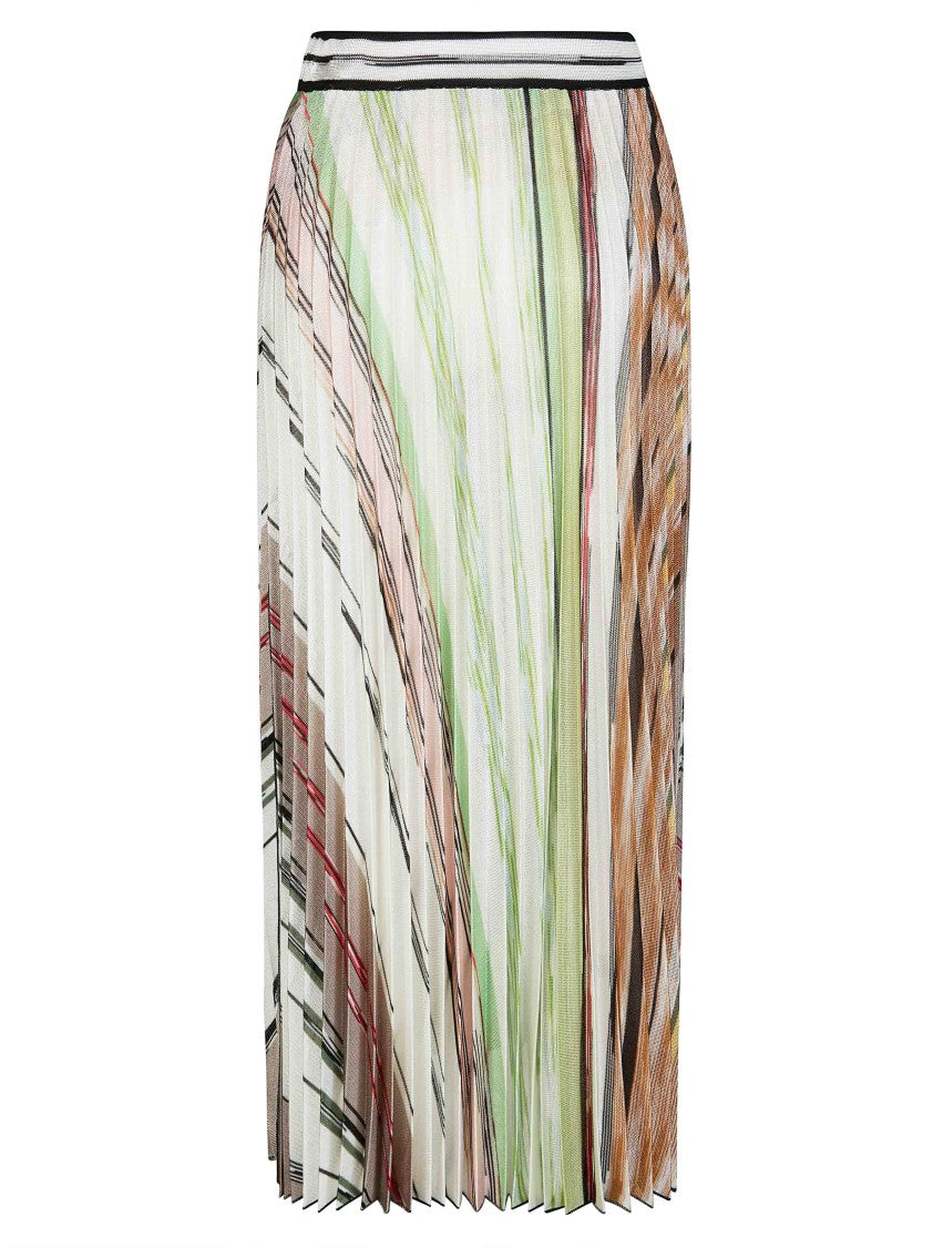 Missoni Missoni Pleated Earthy Striped Midi Skirt