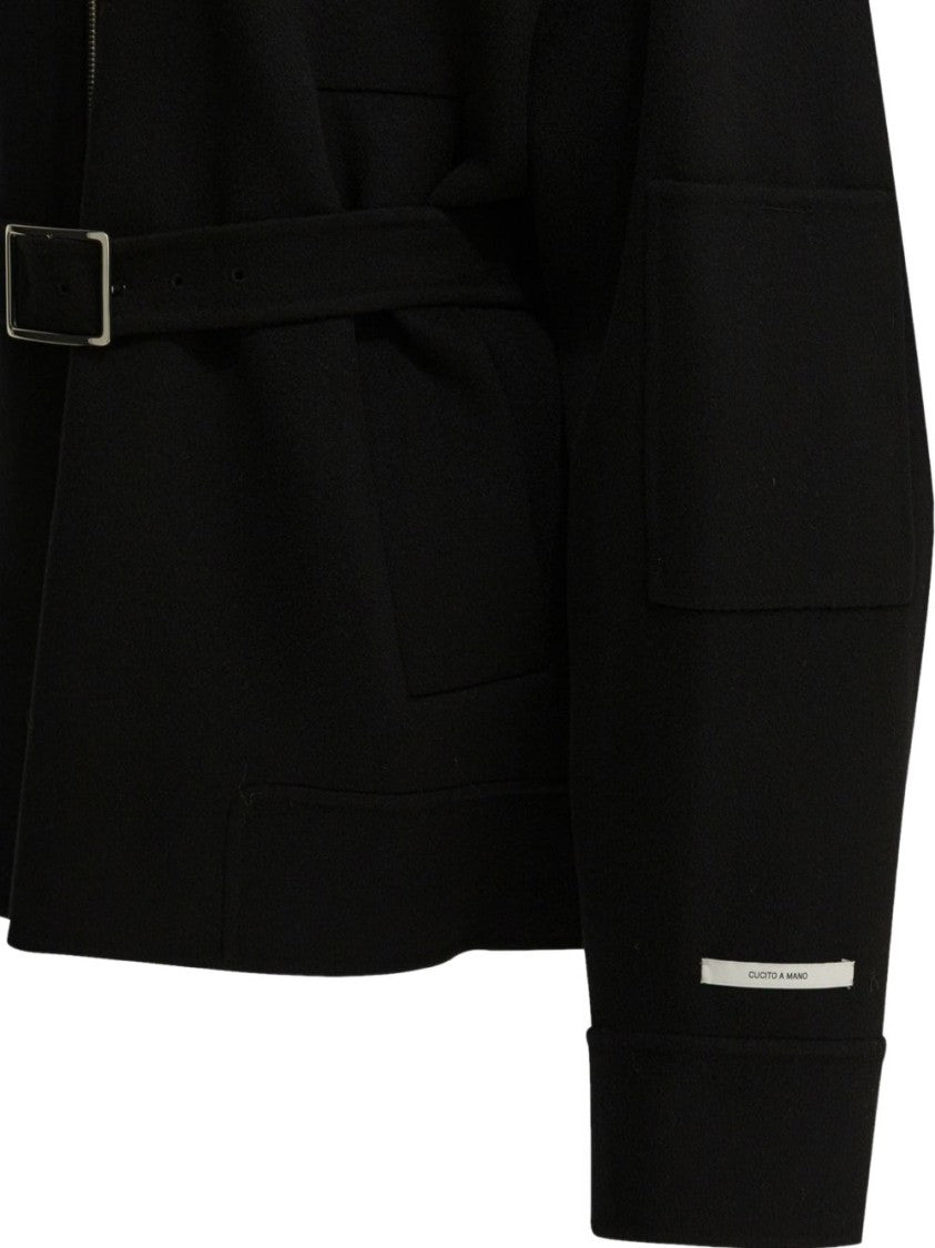 Sportmax Belted Black Jacket With High Collar