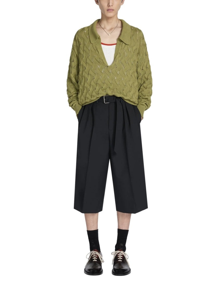 Dries Van Noten High-Waisted Wool-Mohair Wide-Leg Trousers Belt