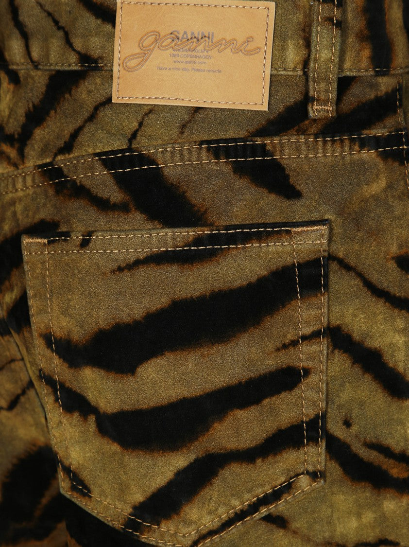 Ganni Printed Flock Pattern Denim Baggy Jeans