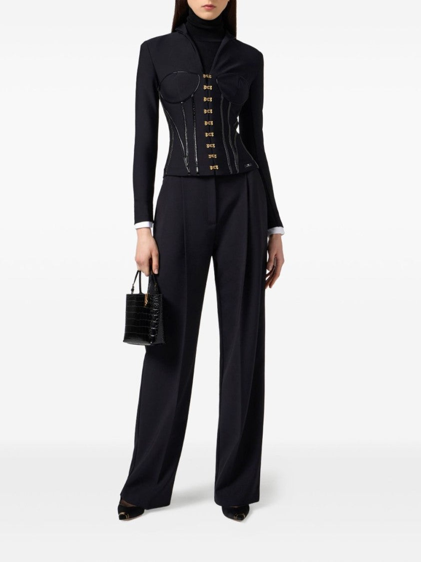 Elisabetta Franchi Structured Black Jacket With Corset Silhouette