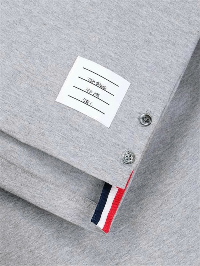 Thom Browne Long-Sleeve Light Grey Shirt With Striped Detailing