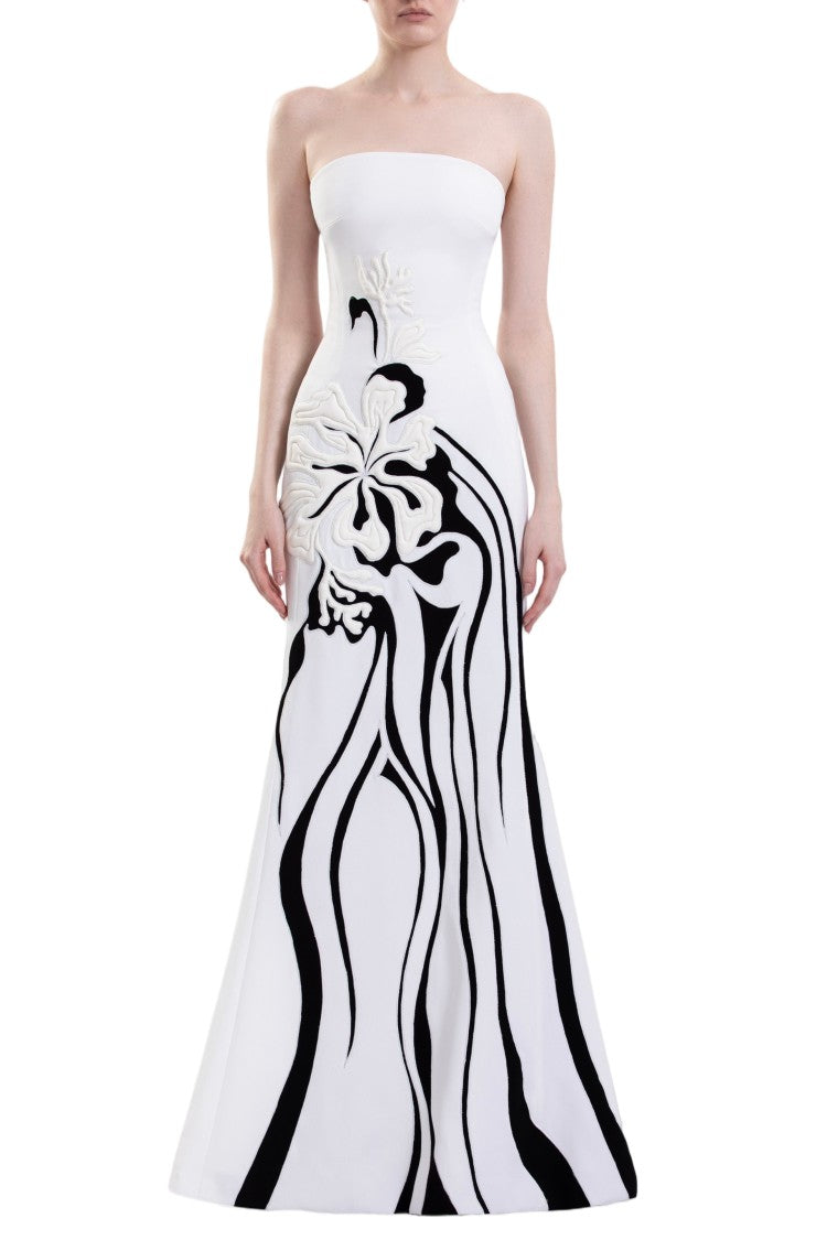 Saiid Kobeisy Embroidered Crepe Strapless Gown With Padded Detailing