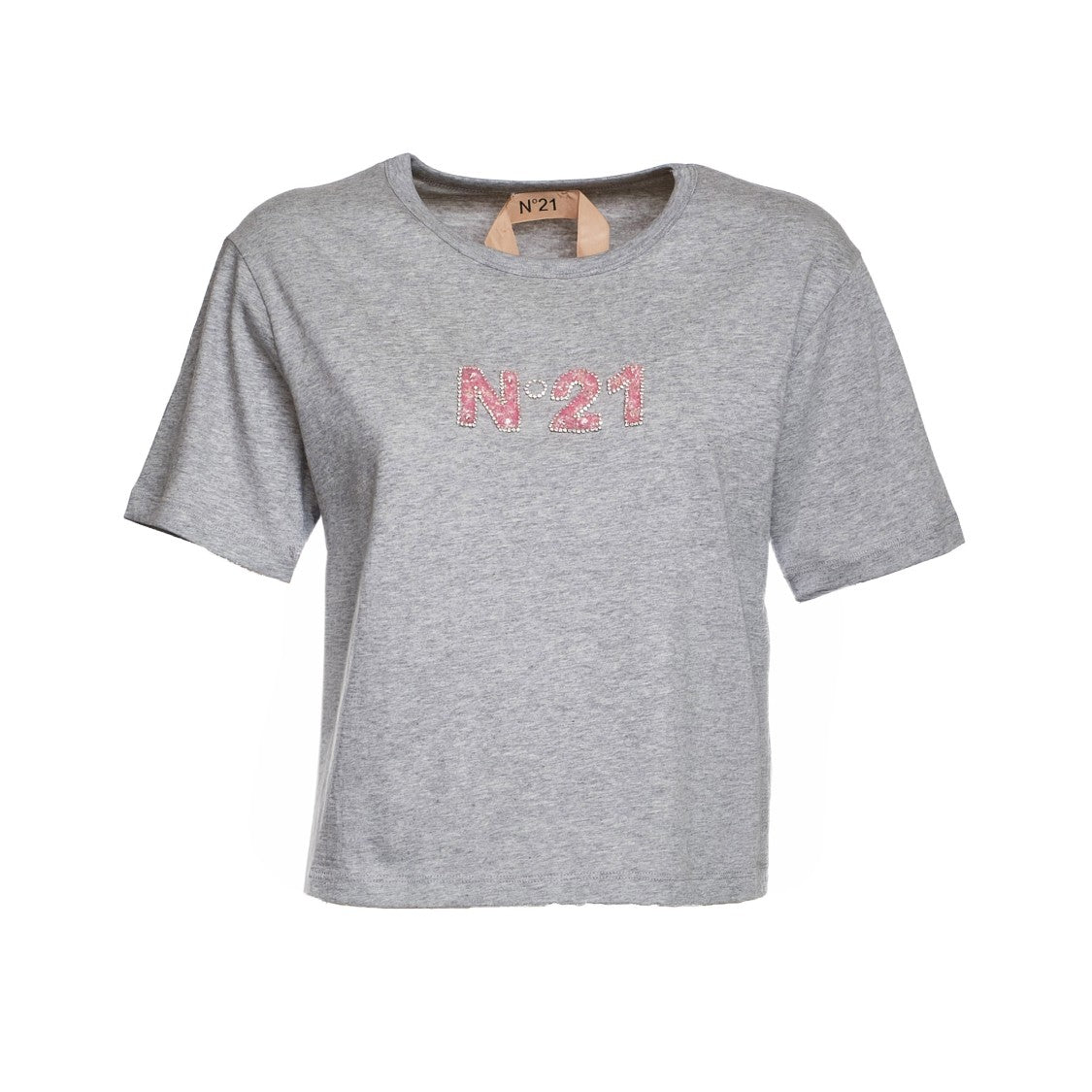 N°21 Cropped Shimmer Embellished Casual T-Shirt