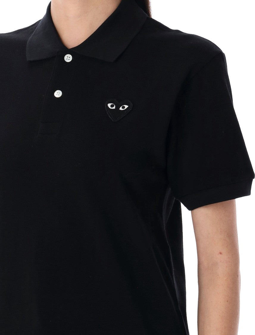 Comme Des Garçons Black Heart Patch Polo Shirt