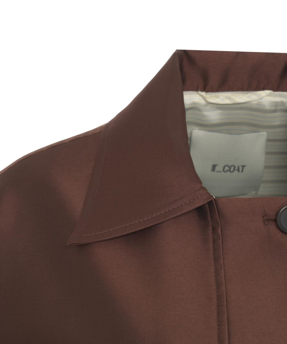 T Coat Brown Oversize Vest With Button Closure