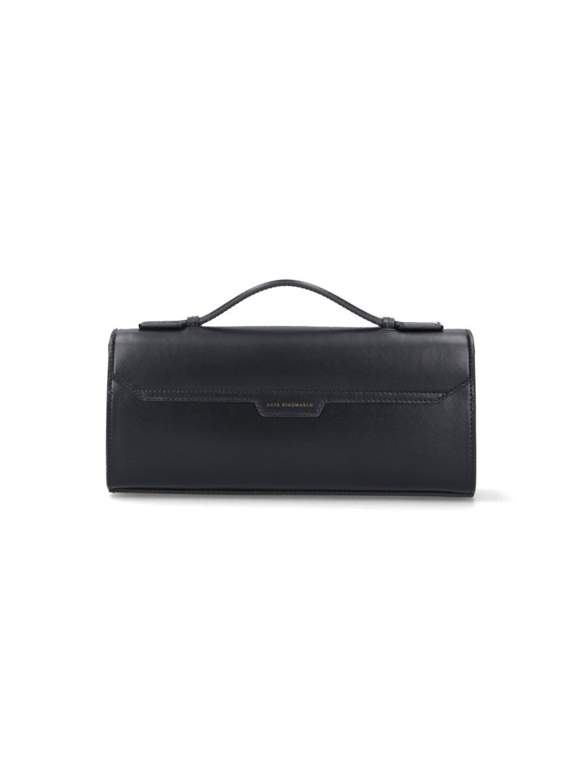 Anya Hindmarch Black Mortimer Flap Leather Clutch