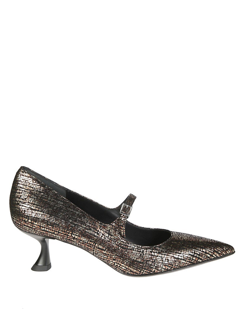 Sergio Levantesi Metallic Mary Jane Pump With Pointed Toe