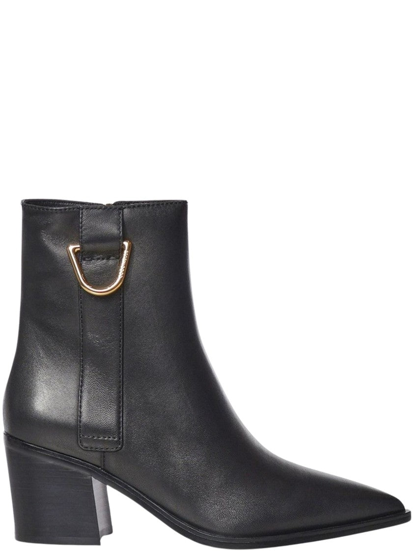 Coccinelle Pointed Toe D-Ring Detail Block Heel Ankle Boots