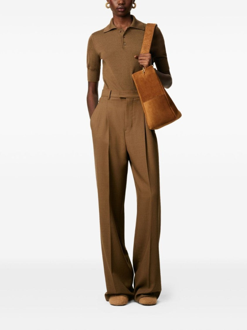 Ami High-Waisted Light Wool Twill Trousers With Pleated Detailing