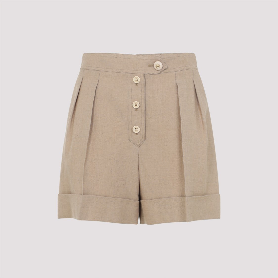 Valentino High-Waisted Tailored Shorts With Buttoned Front