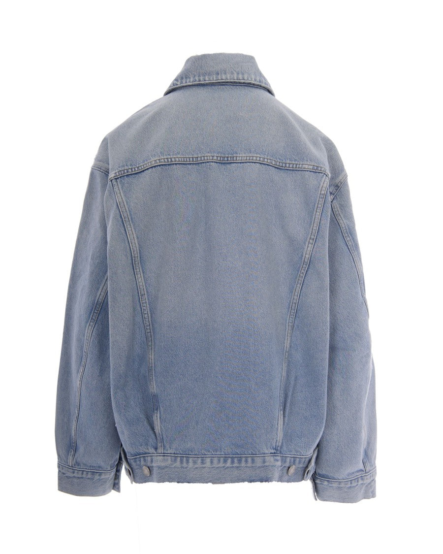 Agolde Oversized Indigo Wash Denim Jacket With Classic Pocket Design