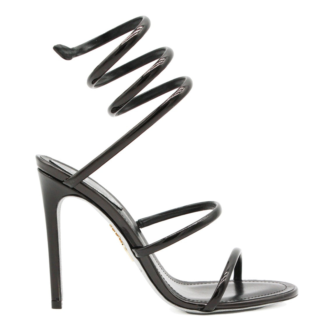 René Caovilla Black Patent Leather Lace-Up Sandals