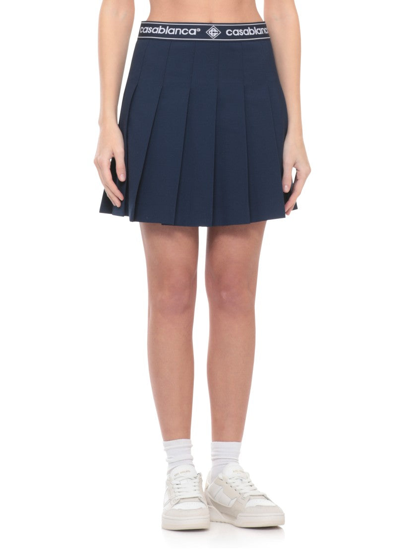 Casablanca Pleated Mini Skirt With Logoed Elastic Waistband