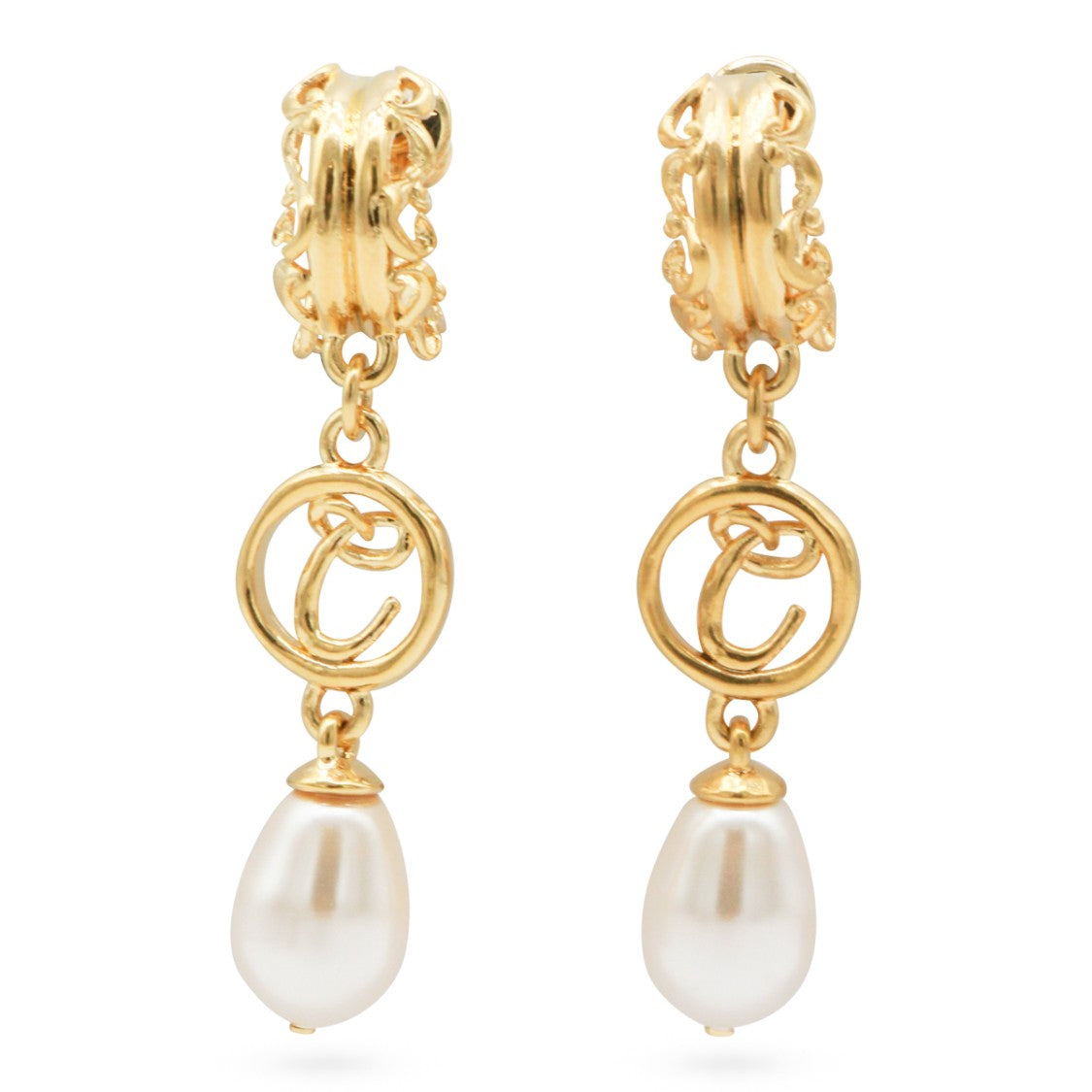 Chloé Gold And Pearly Brass Earrings