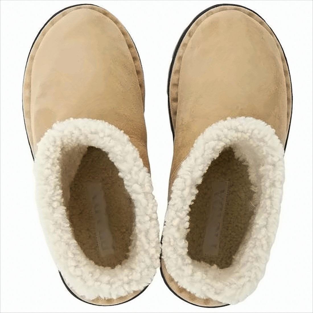 Prada Soft Suede Ankle Boots With Plush Shearling Lining