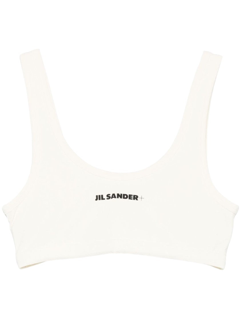 Jil Sander White Swimsuit Bra With Central Logo