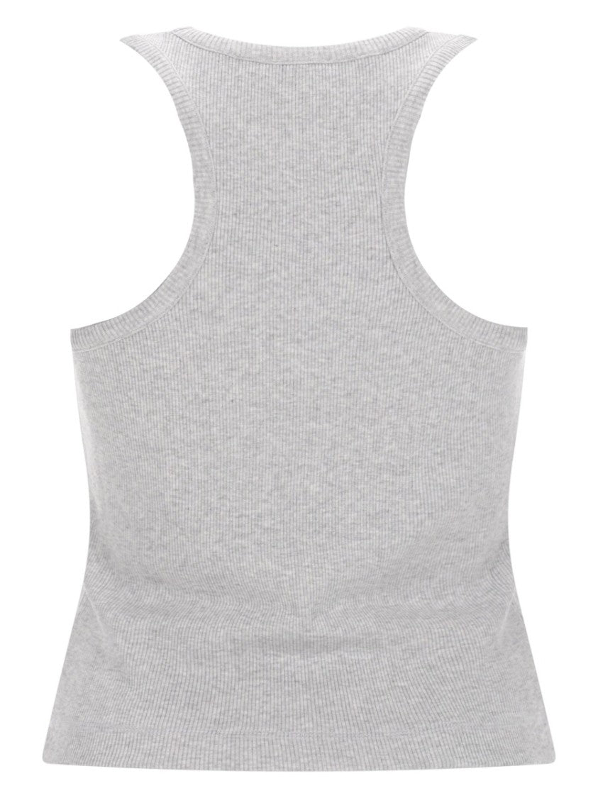Casablanca Grey Ribbed Fitted Tank Top