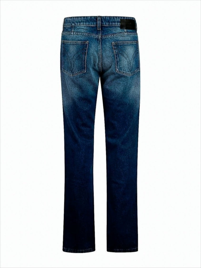 Ami Classic Straight-Leg Denim Pants With Subtle Distressing