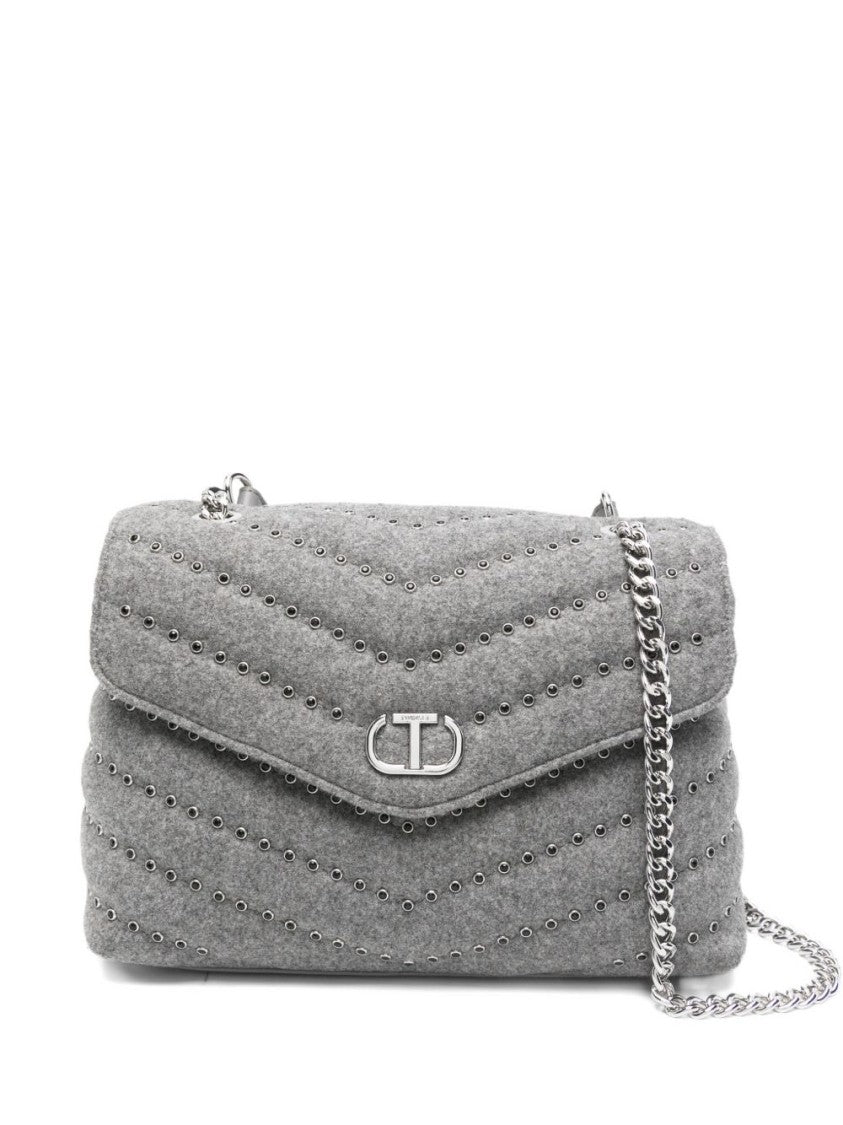 Twin-Set Medium Quilted Chevron Bag With Metal Eyelet Detailing