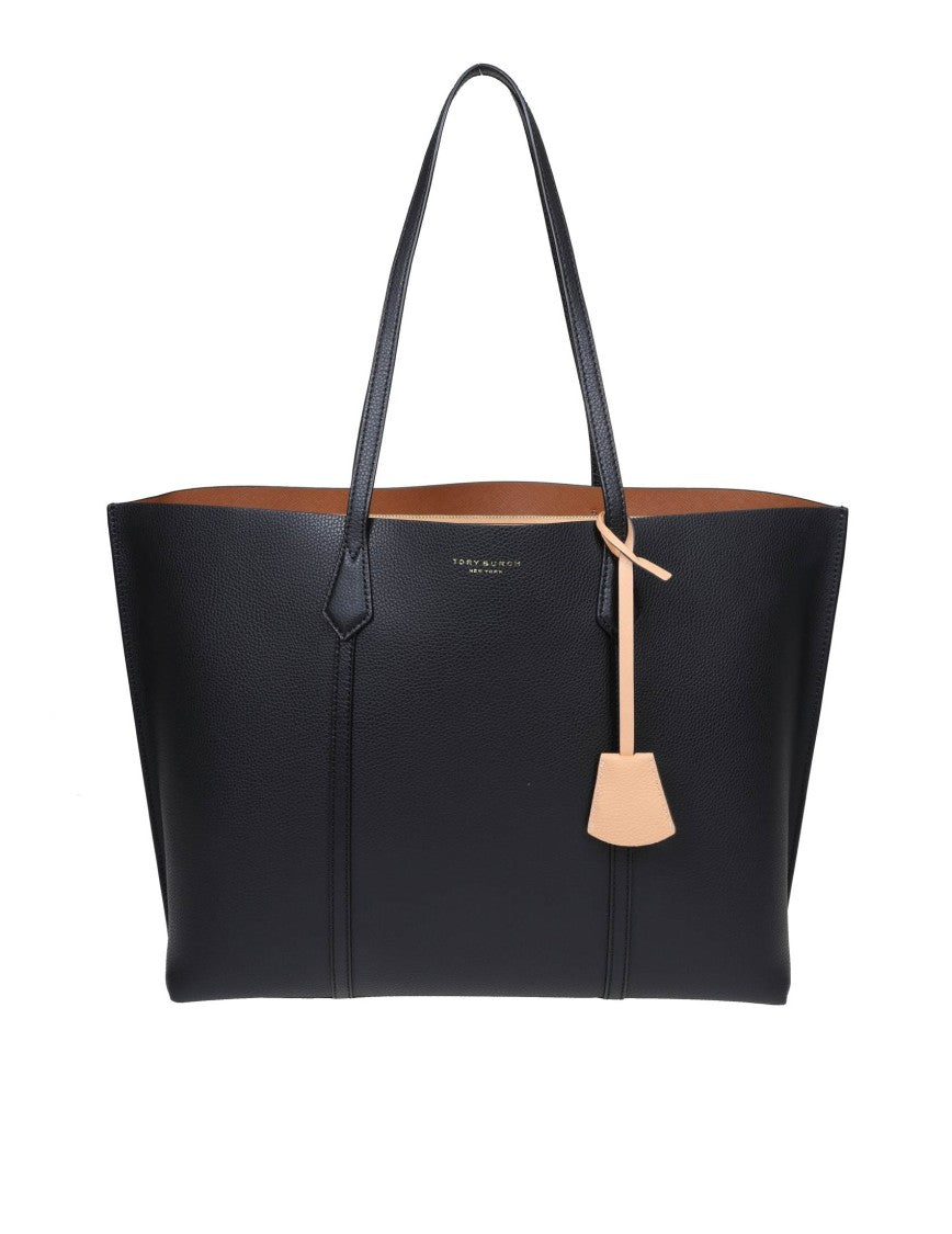 Tory Burch Perry Shopping Bag In Black Leather