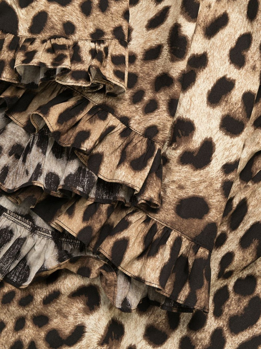 Dolce & Gabbana Leopard Print Off-The-Shoulder Mini Dress