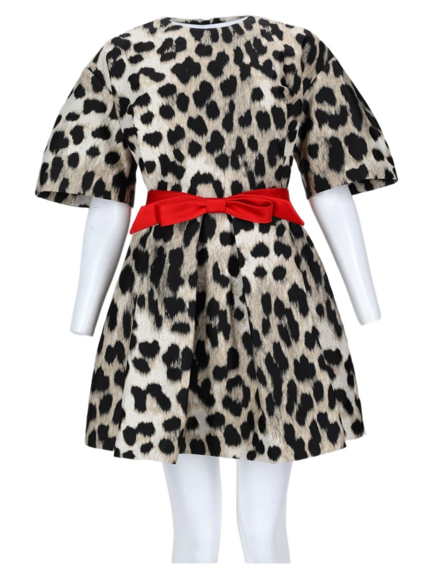 Givenchy Leopard Print Mini Dress With Red Belt Accent