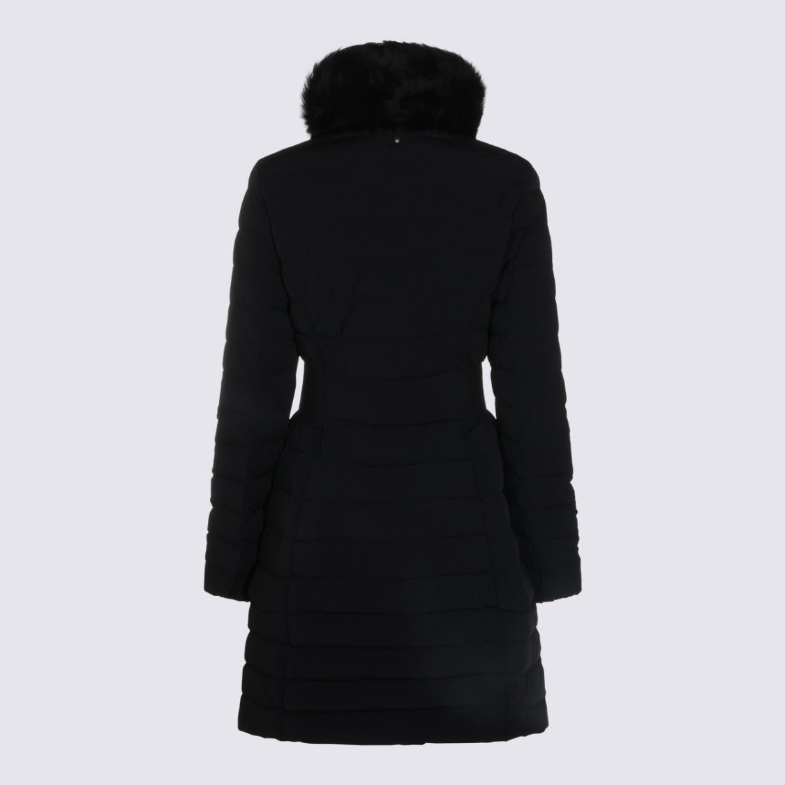 Mackage Midi-Length Black Down Jacket With Faux Fur Trim