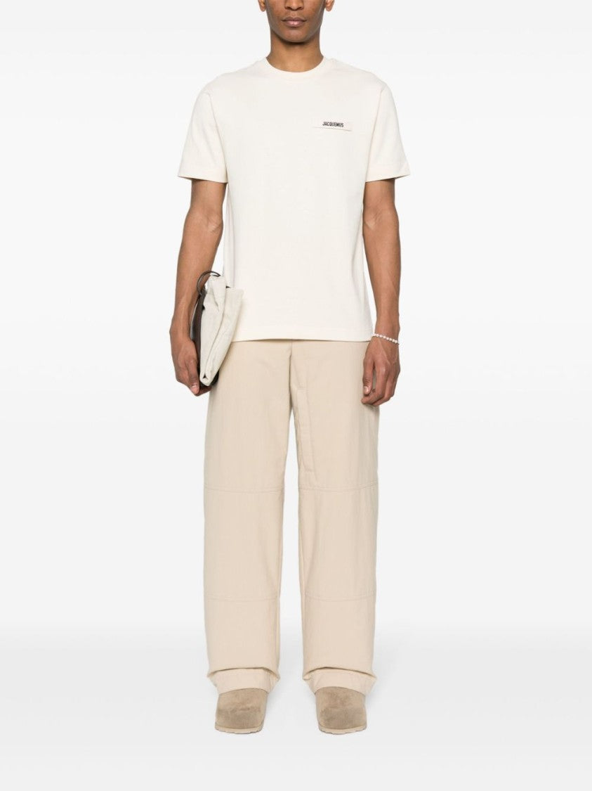 Jacquemus Beige T-Shirt With Logo Patch